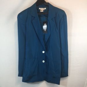 Winter Silks Large Turquoise Silk Blazer NWT